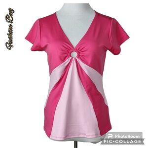 Fashion Bug top 2 tone pink  gathered center ring nwt's size lrg